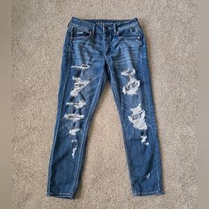 American Eagle Outfitters Tom Girl Distressed Blue Jeans Sz 2 Short